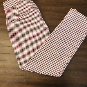 Women's Old Navy Pixie High Rise, Red and White Checkered Pants, Size 12